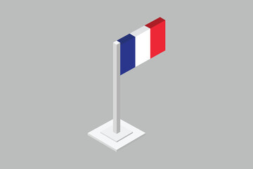 France flag 3d style, Flag of France national country symbol illustration Vector, Rectangle French flag illustration, Flat vector illustration
