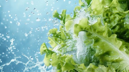 Fresh Lettuce Splashing in Water