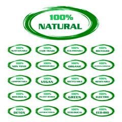 Set di loghi che riguardano la salute e la sostenibilit&agrave; ambientale