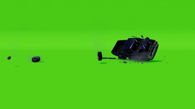 truck crash on green screen footage video effect