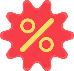 Vector sale icon with a percentage sign in a colorful flat style. The sticker is suitable for web design, online shop, print, and social media posts. Business element clipart isolated on a white backg