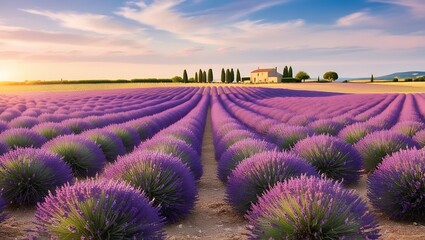 Fototapeta premium Immerse yourself in the enchanting beauty of Provence, France, with this stunning image of lavender fields in full bloom. 
