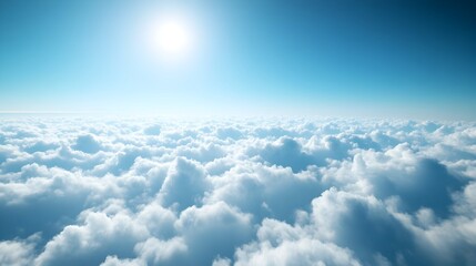 Fototapeta premium Peaceful Cloudscape with Bright Sunlit Sky and Fluffy White Clouds