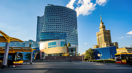 Obraz premium Central Business Part Of Warsaw City, Business And Historical District Of The City