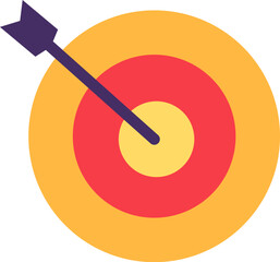 Vector target with an arrow in a colorful flat style. Achievement , contest, and success symbol. The icon is suitable for web design, online shop, print, and social media posts. Business element clipa