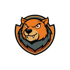 Fototapeta premium Angry Bear Shield Logo cartoon in vector