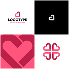 Obraz premium Logo Abstract C Letter Concept Modern Minimalism Flat Design Heart Pink