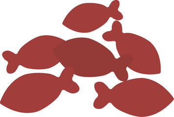 Crispy fish with conserve flavor. Salmon dry cat food. Image for design of pet store or veterinary clinic. Simple flat vector isolated on white background