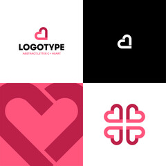 Logo Abstract C Letter Concept Modern Minimalism Flat Design Heart Pink