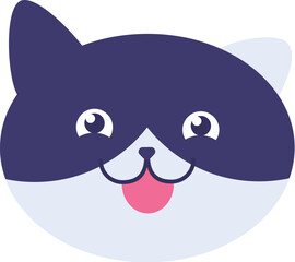 Meowing tabby kitten. Good natured street tabby cat face. Meowing tabby kitten. Image for design of pet store or veterinary clinic. Simple flat vector isolated on white background