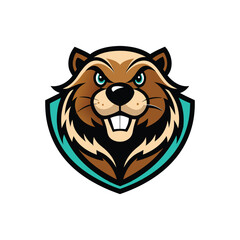 Angry Bear Shield Logo cartoon in vector