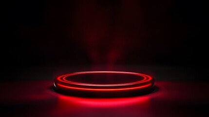 
Technology red circle light stage on black background