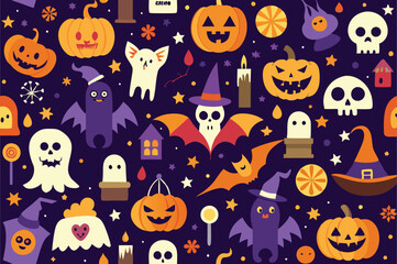 Seamless Halloween vector art pattern design.