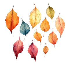 Fototapeta premium Watercolor Illustration of Autumn Leaves