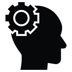 engineering, gear, head icon, man, setting