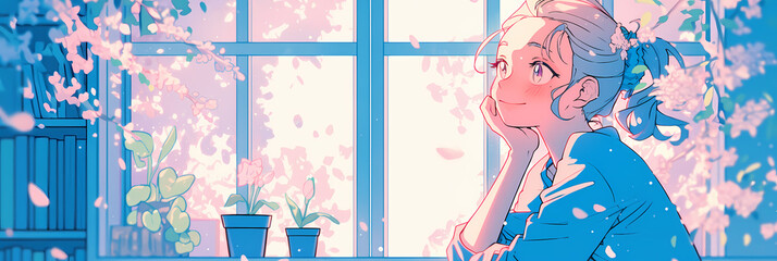 Minimalist Anime Background Art Mindfulness and Mental Health in Soft Pastel Colors