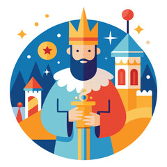 Epiphany Christian festival, one wise men,1 magic kings bringing gifts to Jesus