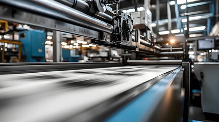 Obraz premium Industrial Printing Press in Action at Modern Print Shop Facility