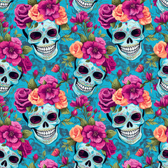 skull and roses pattern, halloween pattern