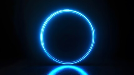 Obraz premium Technology blue circle light stage on black background