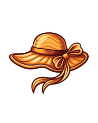 Editable stroke vector illustration of a sun hat with a ribbon.