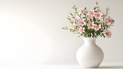 Naklejka premium Elegant Thai Floral Vase Arrangement on Pristine White Background with Soft Lighting
