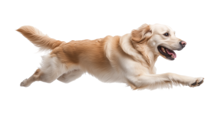 Golden retriever running isolated on transparent background