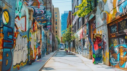 Fototapeta premium Graffiti Alley in Urban City