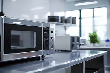 Fototapeta premium Stainless Steel Microwave in Kitchen