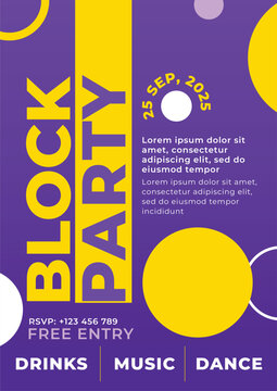 happy block party 2024 social media post template vector flat design