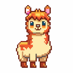 Fototapeta premium Cute Pixel Art Alpaca Illustration Adorable Retro Digital Design