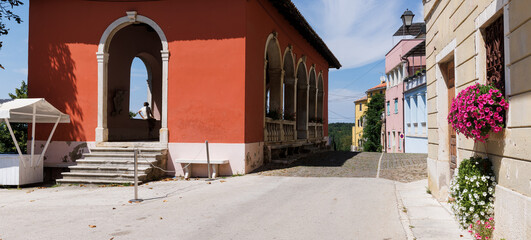 The historical Loggia Square, Oprtalj