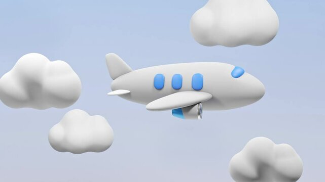 airplane fly in the sky animation
