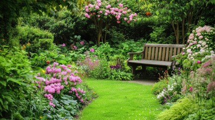 Obraz premium A beautiful autumn park with fallen leaves and an empty path leading into a forest, representing a peaceful fall setting.