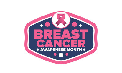 Breast Cancer Awareness Month. Pink october. Pink ribbon. Woman healthcare. Celebrate annual. Medic concept. Girl solidarity. Cancer prevention. Female disease. Poster, banner and background. Vector