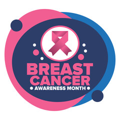 Breast Cancer Awareness Month. Pink october. Pink ribbon. Woman healthcare. Celebrate annual. Medic concept. Girl solidarity. Cancer prevention. Female disease. Poster, banner and background. Vector