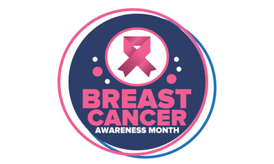 Breast Cancer Awareness Month. Pink october. Pink ribbon. Woman healthcare. Celebrate annual. Medic concept. Girl solidarity. Cancer prevention. Female disease. Poster, banner and background. Vector