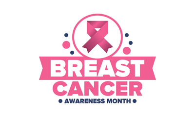 Breast Cancer Awareness Month. Pink october. Pink ribbon. Woman healthcare. Celebrate annual. Medic concept. Girl solidarity. Cancer prevention. Female disease. Poster, banner and background. Vector