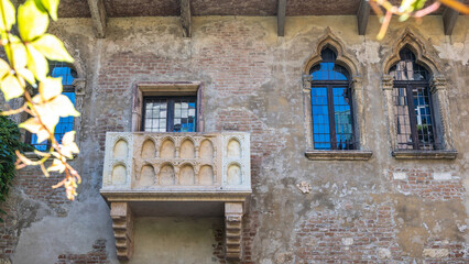 The balcony of Juliet's house in Verona town, Italy, Europe.