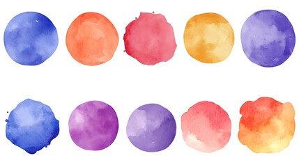 Colorful Watercolor Dots Set - Vector Illustration with Flat Design and PNG Clipart for Graphic Overlay