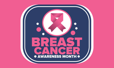 Breast Cancer Awareness Month. Pink october. Pink ribbon. Woman healthcare. Celebrate annual. Medic concept. Girl solidarity. Cancer prevention. Female disease. Poster, banner and background. Vector