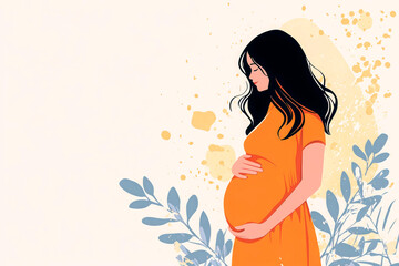 Illustration of a pregnant woman with soft colors.