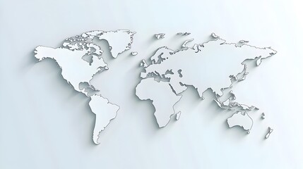 Minimalist and Soft Curving Global Map Design on White Background long_title:This stylized world