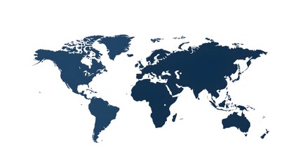 Fototapeta premium Simplified Bold Outline Global World Map Graphic on White Background