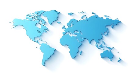 Fototapeta premium Minimalist Blue World Map with Simple Lines on White Background