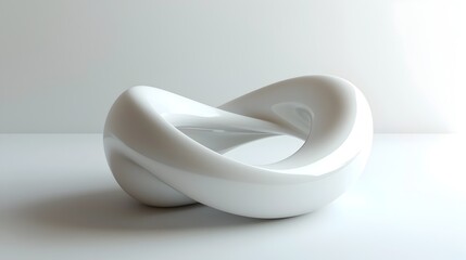 Smooth 3D Torus Floating on White Background,Geometric Modern Abstract 3D Design