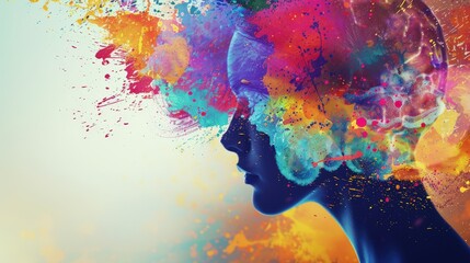 Creative Mind. Colorful explosion in head representing inspiration and creativity