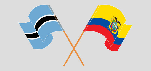 Crossed and waving flags of Botswana and Republic of Ecuador