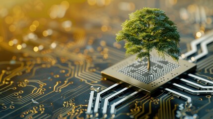 Nature and Technology Merging: A Green Tree Grows on a Circuit Board