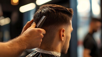 Close-up of Stylist Using Clippers for Fresh Haircut Shaping